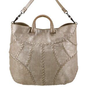 Bottega Crackle Metallic Leather Intrecciato Shoulder Bag
